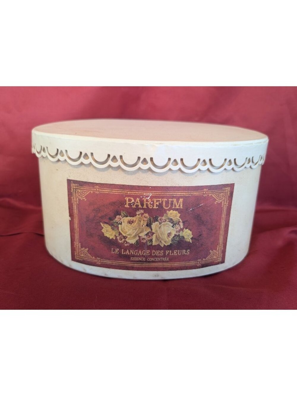 French Victorian Style Decorative Metal Container Floral Bath Storage